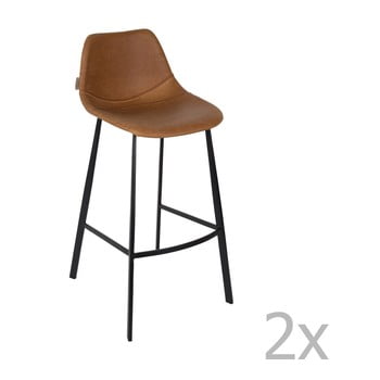 Set 2 scaune bar Dutchbone Franky, înălțime 106 cm, maro de la Dutchbone