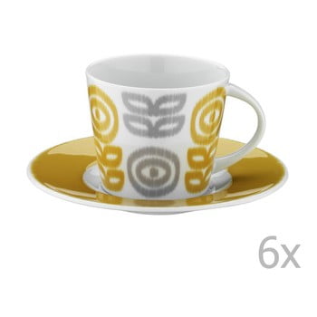 Set 6 căni din porțelan pentru ceai cu farfurioară poulios