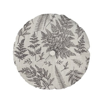Pernă linen couture cojin redondo grey leaf, ⌀ 45 cm, gri