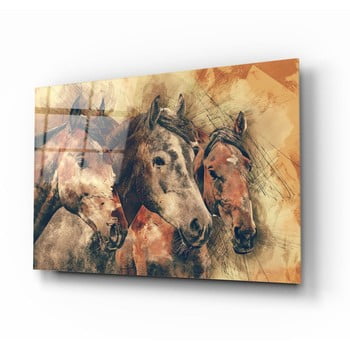 Tablou din sticlă insigne horses