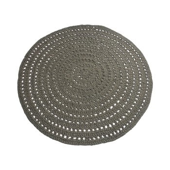 Covor rotund din bumbac label51 knitted, ⌀ 150 cm, verde închis