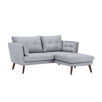 Canapea cu 3 locuri mazzini sofas elena, cu șezlong pe partea dreaptă, gri deschis