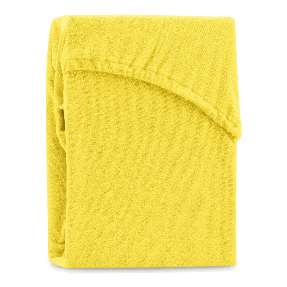 Žluté elastické prostěradlo na dvoulůžko AmeliaHome Ruby Siesta, 200/220 x 200 cm