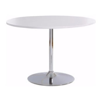 Masă cu blat rotund støraa terri, Ø 110 cm, alb lucios