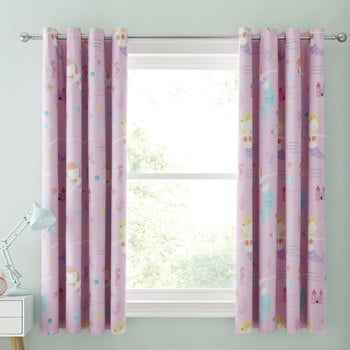 Set 2 draperii pentru camera copiilor catherine lansfield mermaid, 168 x 183 cm, roz