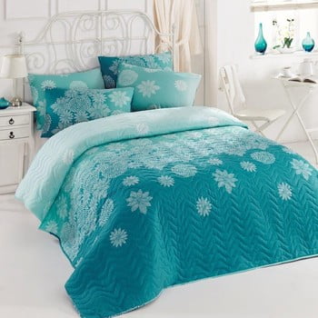 Set cuvertură și fețe de pernă simay turquoise, 200 x 220 cm