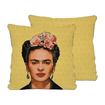 Față de pernă reversibilă madre selva frida draw yellow, 45 x 45 cm