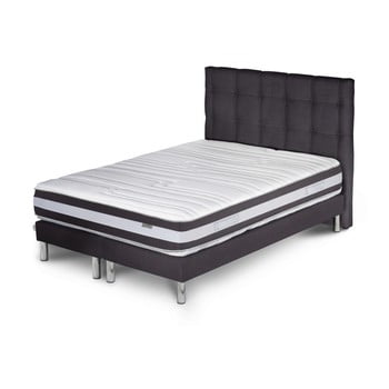 Pat cu saltea și boxspring dublu stella cadente maison mars saches, 180 x 200 cm, gri închis