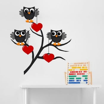 Autocolant decorativ pentru perete owl & heart