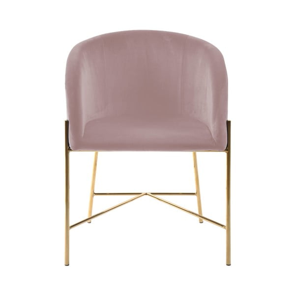Pastelově růžová židle s nohami ve zlaté barvě Interstil Nelson