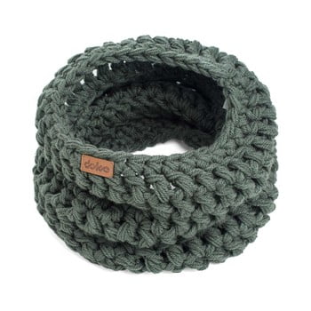 Fular circular tricotat manual doke tommy, verde măsliniu