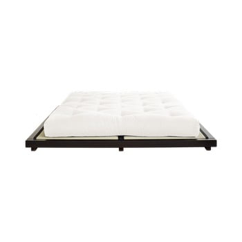 Pat dublu din lemn de pin cu saltea și tatami karup design dock double latex black/natural, 160 x 200 cm