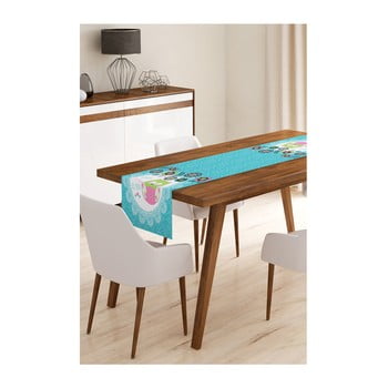 Napron din microfibră pentru masă minimalist cushion covers blue owl, 45 x 145 cm