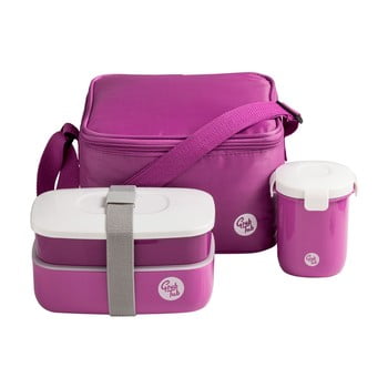 Set husă frigorifică, cutie pentru gustări, pahar premier housewares grub tub, 21 x 13 cm, roz închis