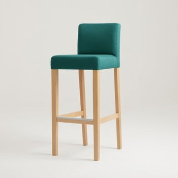 Scaun bar cu picioare de culoare naturală, custom form wilton, turcoaz