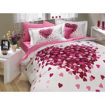 Lenjerie de pat și cearșaf din bumbac poplin juana lilac, 200 x 220 cm