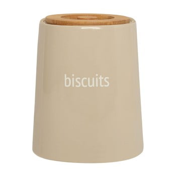 Recipient pentru biscuiți cu capac din lemn de bambus premier housewares fletcher, 1,5 l, crem