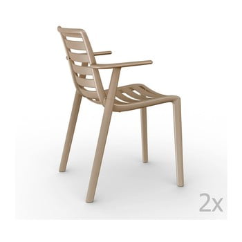 Set 2 scaune grădină, cu cotiere, Resol Slatkat, bej title=Set 2 scaune grădină, cu cotiere, Resol Slatkat, bej