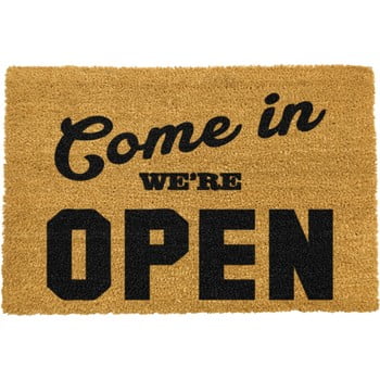 Covoraș intrare din fibre de cocos artsy doormats we're open, 40 x 60 cm