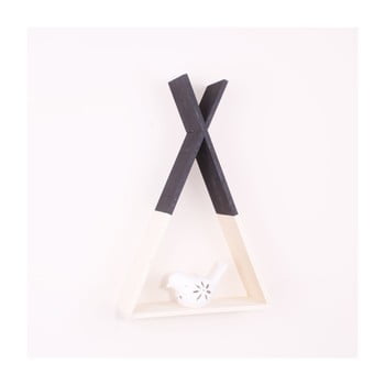 Raft de perete din lemn north carolina scandinavian home decors teepee, înălțime 45 cm, negru