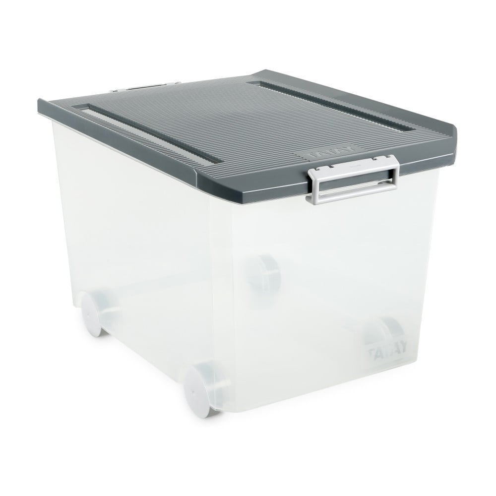Průhledný úložný box na kolečkách se šedým víkem Ta-Tay Storage Box, 60 l