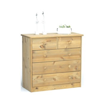 Comodă cu 5 sertare în decor natural lăcuit steens mario, înălțime 73,1 cm