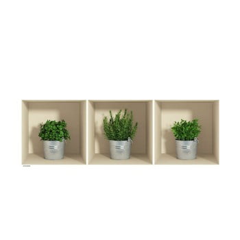 Set autocolante cu efect 3d ambiance herbs in pot. 3 buc.