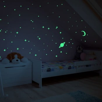 Autocolant fosforescent pentru perete ambiance moon and planets