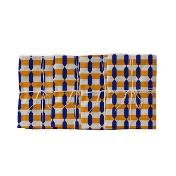 Set 4 șervețele textile linen couture orange geometric, 43 x 43 cm
