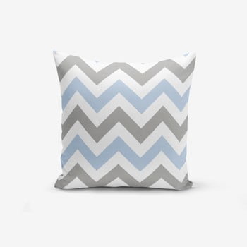 Față de pernă minimalist cushion covers zigzag modern blue, 45 x 45 cm