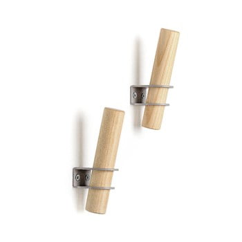 Set 2 cârlige de perete din lemn de frasin emko torch, natural-gri