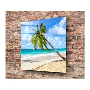 Tablou din sticlă 3d art palm tree, 40 x 40 cm