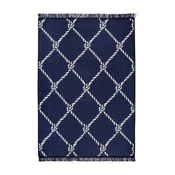 Covor reversibil rope, 140 x 215 cm, alb-albastru