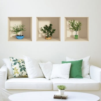 Set 3 autocolante cu efect 3d ambiance small trees