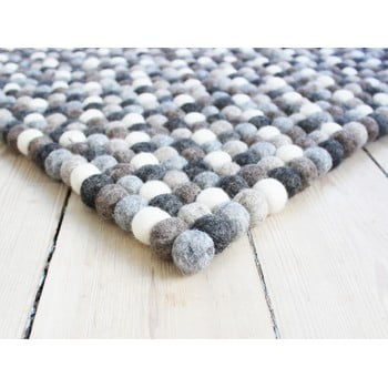 Covor cu bile din lână Wooldot Ball Rugs, 100 x 150 cm, alb - gri