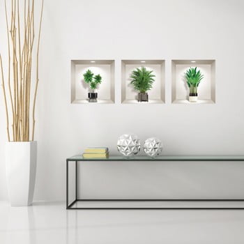 Set 3 autocolante 3d pentru perete ambiance indoor plants