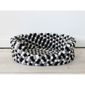 Pat cu bile din lână, pentru animale de companie wooldot ball pet basket, 80 x 60 cm, alb - negru