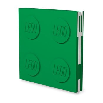Jurnal pătrat cu pix cu gel lego®, 15,9 x 15,9 x 2,3 cm, verde smarald