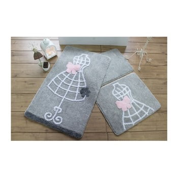 Set 3 covoare baie knit knot, gri