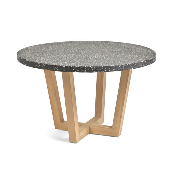 Tmavě šedý zahradní stůl s deskou z kamene Kave Home Shanelle, ø 120 cm