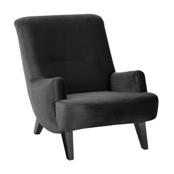 Fotoliu Max Winzer Brandford Suede negru, cu picioare negre