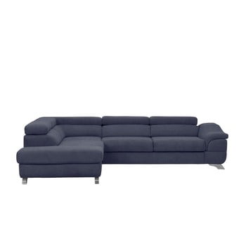 Canapea extensibilă cu înveliș de catifea windsor & co sofas gamma, pe partea stângă, albastru închis