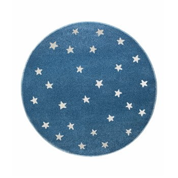 Covor rotund kicoti stars, ø 133 cm, albastru-alb
