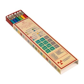Set 6 creioane colorate în cutie de hârtie Rex London Periodic Table