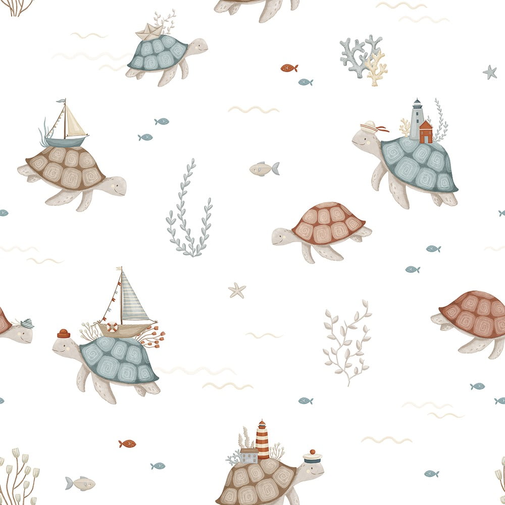 Dětská tapeta z netkané textilie 10 m x 50 cm Sea Turtles – Lilipinso