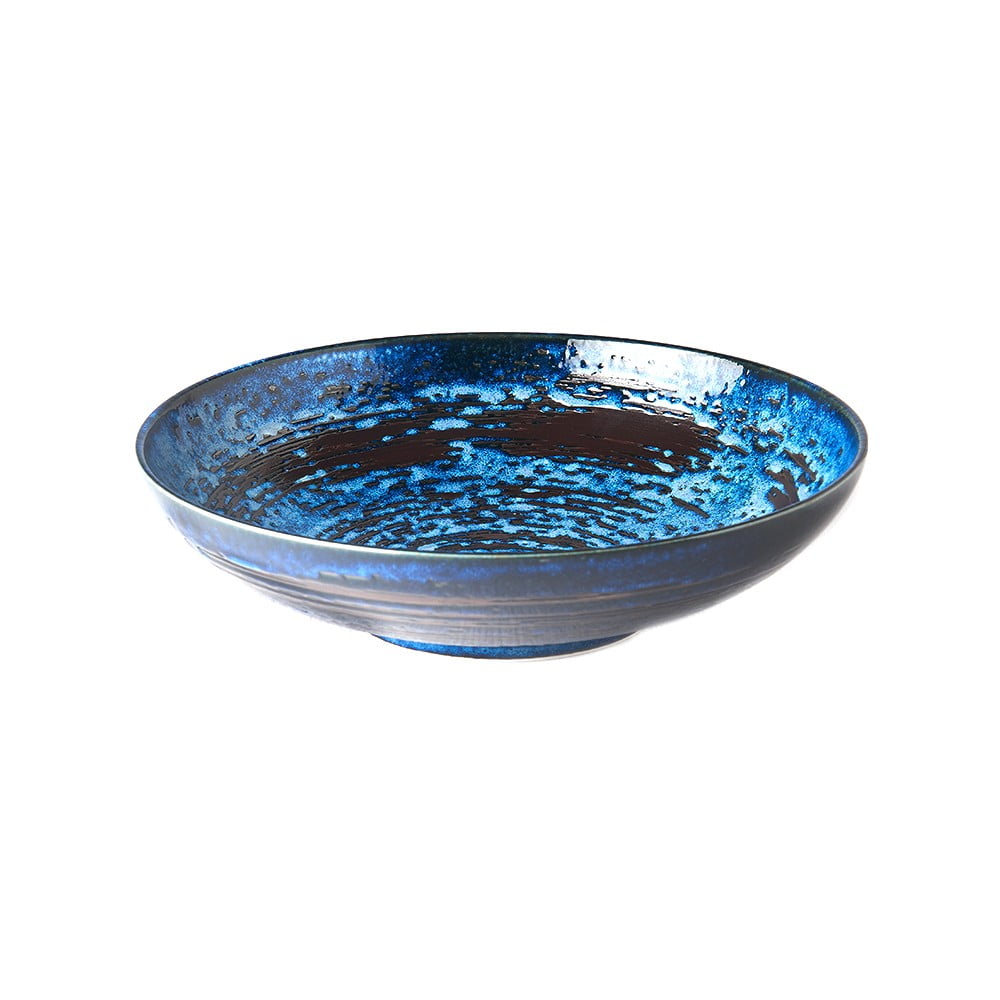 Modrá keramická servírovací mísa MIJ Copper Swirl, ø 28 cm