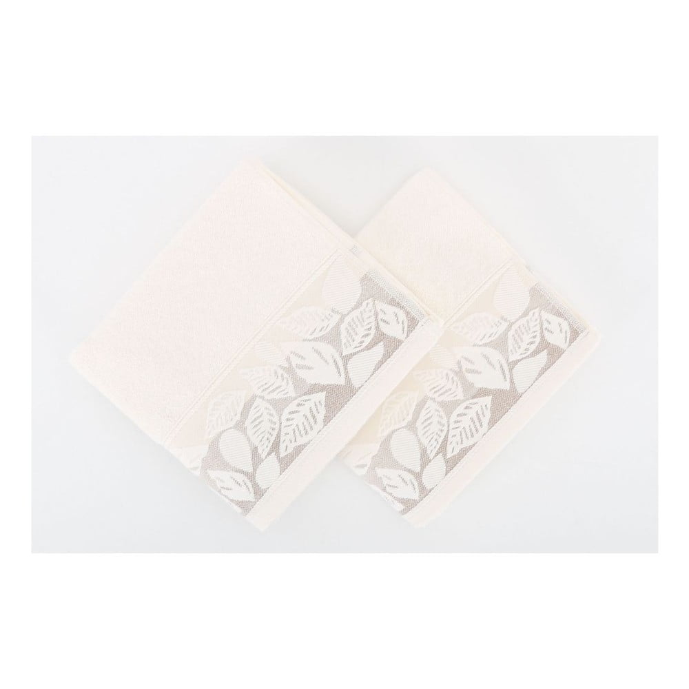 Sada 2 ručníků Floras Cream, 50x90 cm