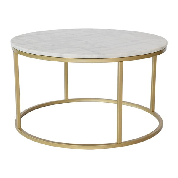 Mramorový konferenční stolek s konstrukcí v barvě mosazi RGE Accent, ⌀ 85 cm