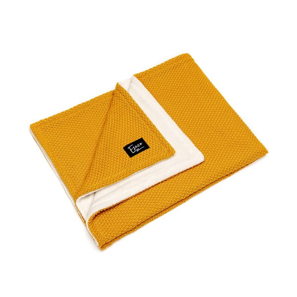 Hořčicově žlutá dětská pletená deka ESECO Winter, 80 x 100 cm