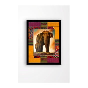 Tablou pe pânză în ramă neagră Tablo Center Elephant Family, 29 x 24 cm